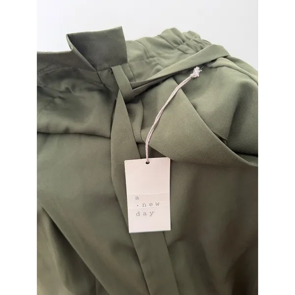 A New Day Olive Green Paperbag Waist Wide Leg Tie Front Trousers XL NWT - Image 6