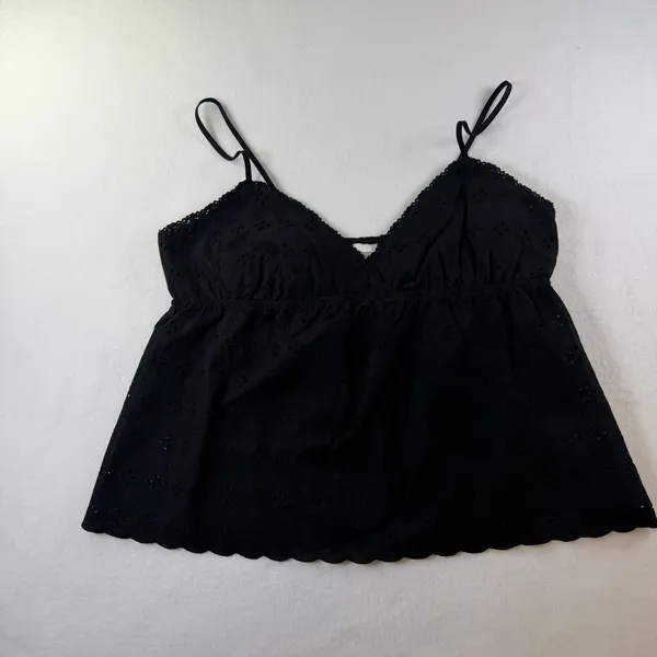 Black Eyelet Babydoll Cami Top – Lightweight and stylish Size M - Image 2