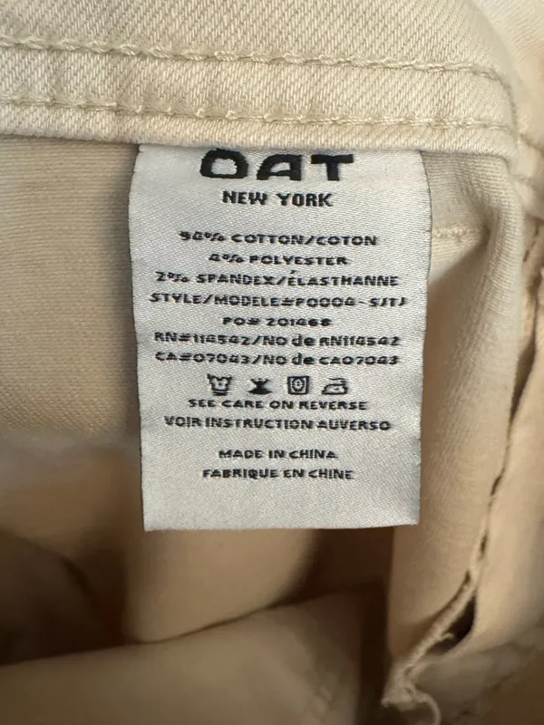 Oat 8/29 Cream High Rise Wide Leg Cotton Blend Pants Raw Edge Summer Casual - Image 10
