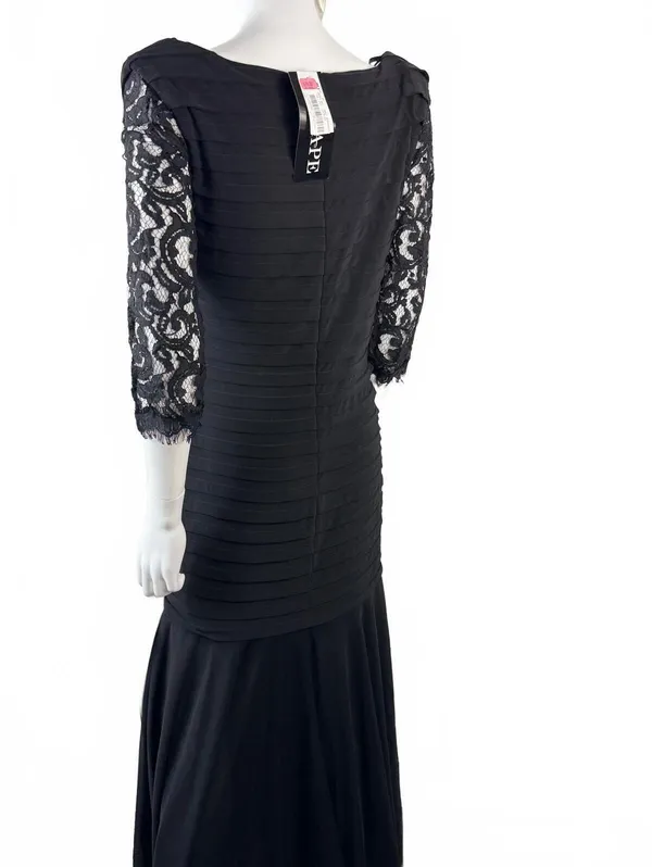 NWTs Xscape Black Evening Gown with Lace Sleeves and Pleated Bodice - Image 6