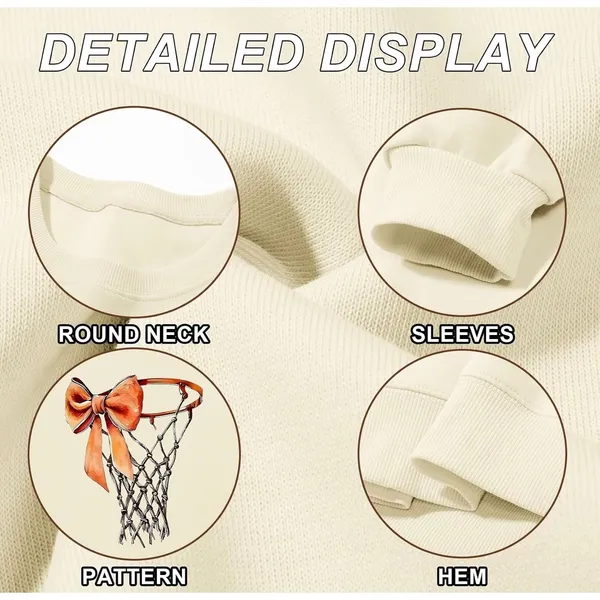 NWT Basketball Game Day Bow Graphic Crewneck Sweatshirt Apricot Medium - Image 2