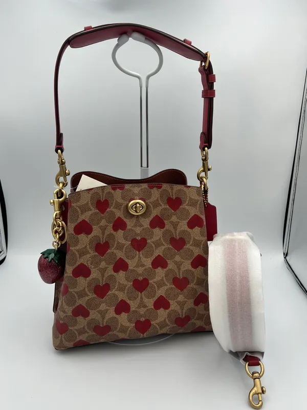 Coach Willow Bucket Bag In Signature Canvas With Heart Print - Image 9