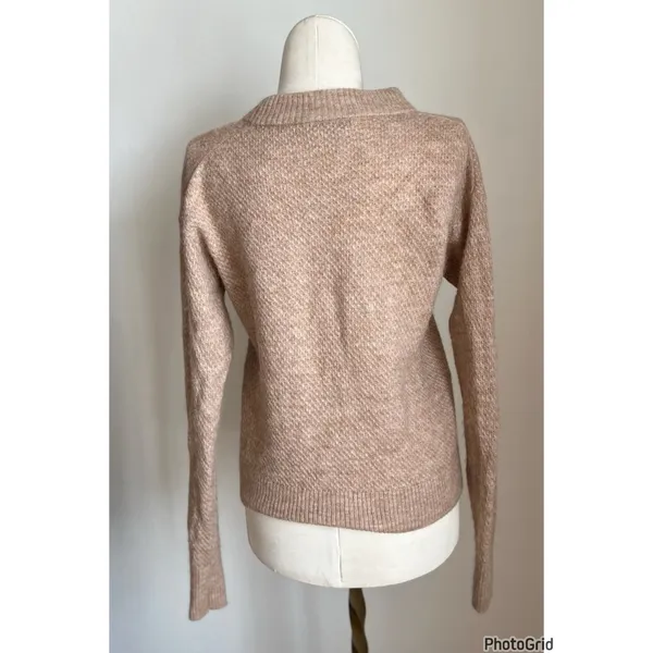 Quince Baby Alpaca Wool Diamond Stitch Crewneck Sweater Camel Small - Image 4