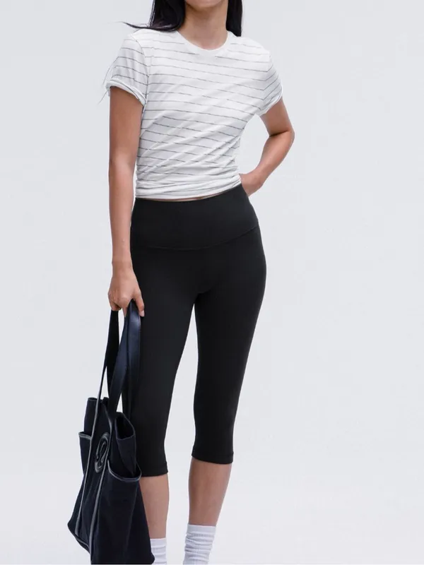 Lululemon Love Crewneck Women's White And Black Thin-Striped Shirt Size 6 - Image 2
