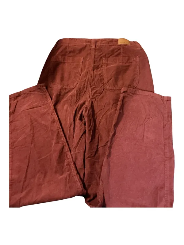 American Eagle Corduroy High-Waisted Straight Leg Utility Pants Size 10 Rust Burgundy - Image 2