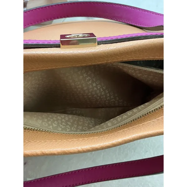 Kate Spade New York‎ Pebbled Leather Colorblock Tote Bag Tan Red Purple - Image 10