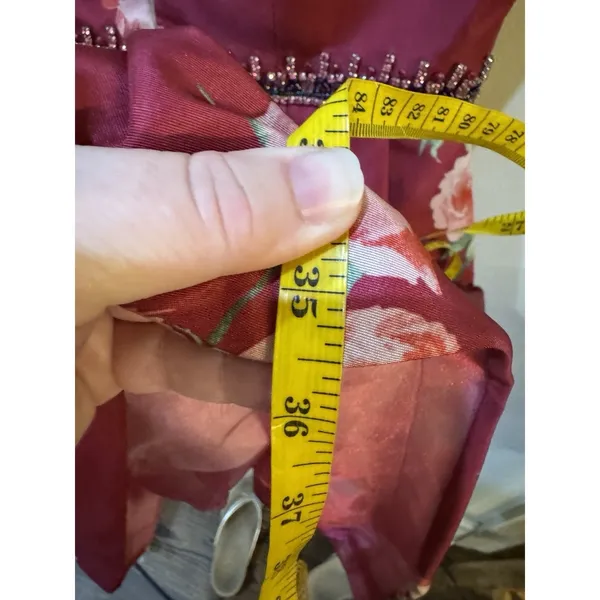 Sherri Hill Womens Wine/Burgundy Floral Cocktail Prom Dress Size 6 Rhinestone‎ - Image 10