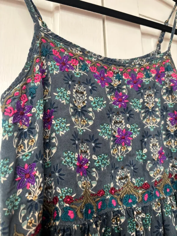 NATURAL LIFE Sara Embroidered Floral Mini Dress Dark Teal Medallion‎ Size XS - Image 7