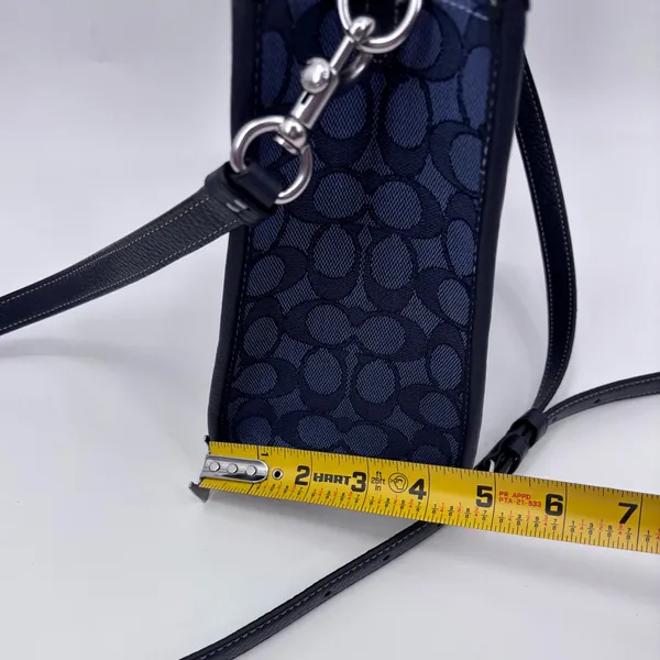 Coach Navy Signature Canvas Mini Satchel with Stripe - Image 11