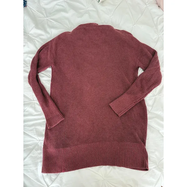 Lululemon Cashlu Long Open Cardigan Sweater Wrap Burgundy Wine Medium Large - Image 4