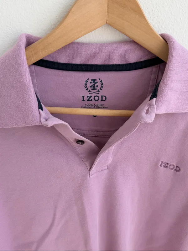 Izod Light Purple short sleeve cropped button Polo - Image 5