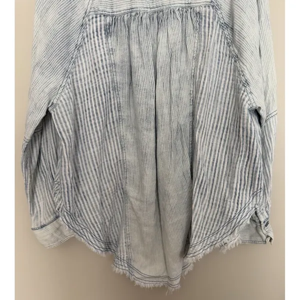 Free People We The Free Indigo Skies Blue Stripe Shirt Women's Size Small - Image 6