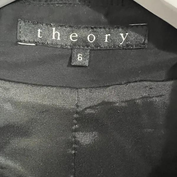 Theory Blazer Women's 6 Black Cotton Single Breasted Peak Lapel Classic Career‎ - Image 7