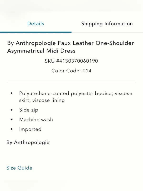 Anthropologie Asymmetric Faux Leather One-Shoulder Midi Dress - Image 4