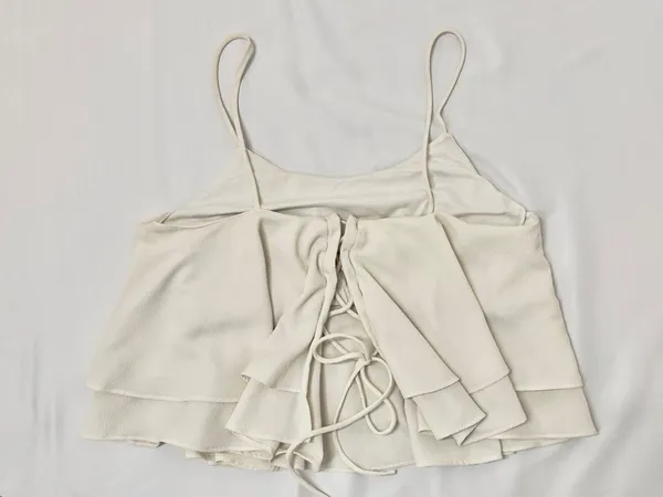 Free People Tropical Wave Cream Lace Back Crop Tank Top - M - Image 5