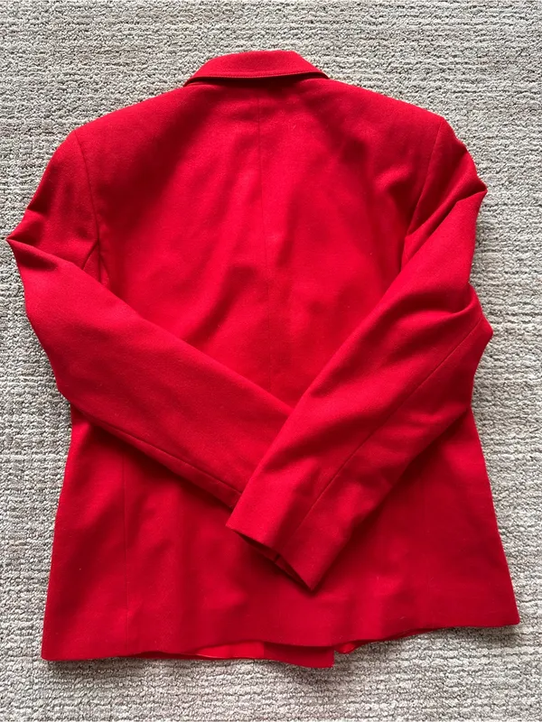 Donna Liara Red Wool Blazer Jacket Double Breasted Italy Size 11/12 Vintage - Image 12