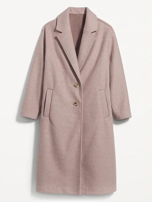 Old Navy Soft-Brushed Long Overcoat Mauve Pink Womens Small Winter Coat - Image 3