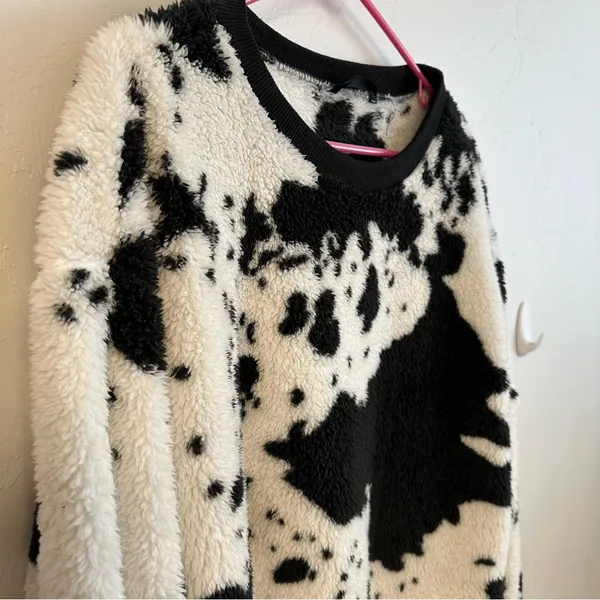 Black and White Cow Patterned Sweater - Image 2