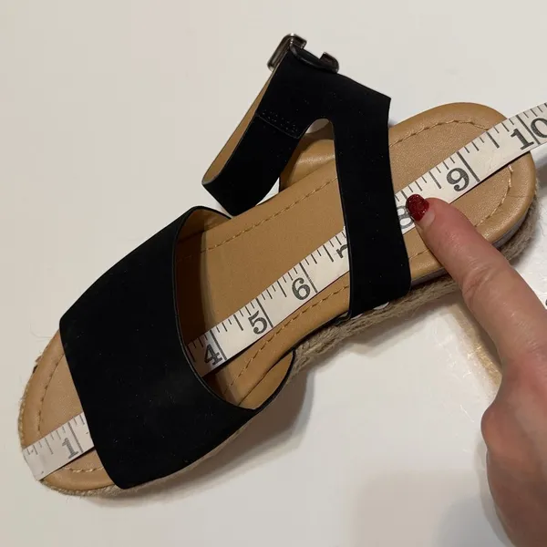 SODA black platform sandals, ankle strap, open front and back, jute accent, 7.5 - Image 11