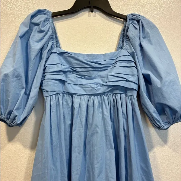 Abercrombie & Fitch Light Blue Puff Sleeve Mini Dress - Image 3