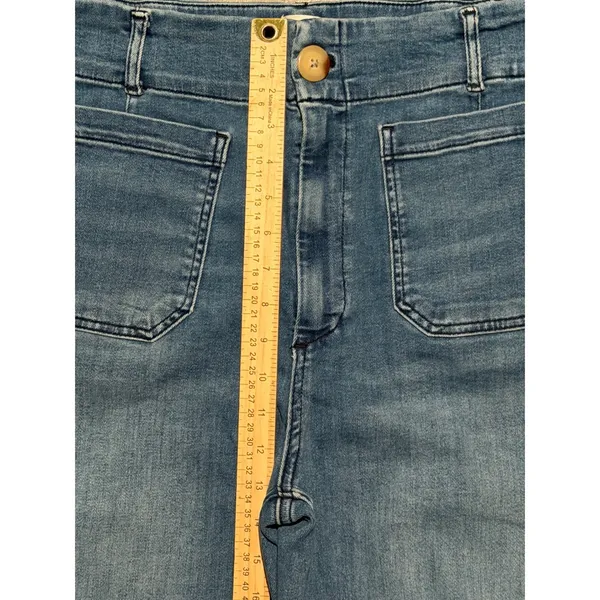 Maeve The Colette Wide Leg Jeans High Rise Cropped Blue Size 32 Anthropologie - Image 7
