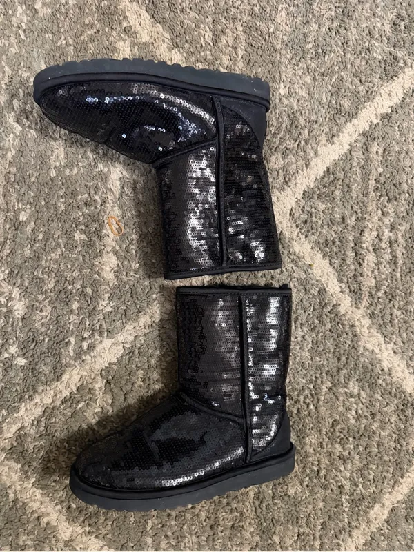UGG Black Sequin Mid-Calf Winter Boots - Image 3