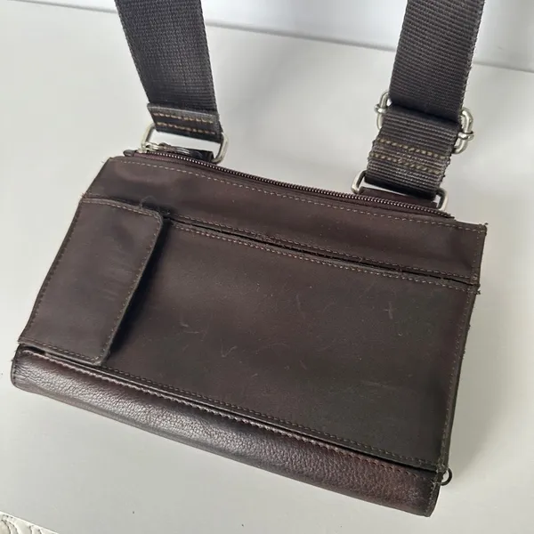 Fossil Brown Genuine Leather Wallet Crossbody Bag Organizer - Image 4