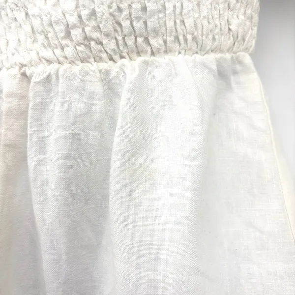 Tuckernuck Annie Mini Dress Womens XS Ivory‎ Linen Smocked Puff Sleeve Romantic - Image 6