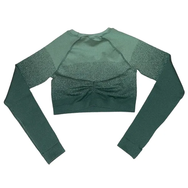 Gymshark green cropped long sleeve workout cinch back top women’s size small - Image 2