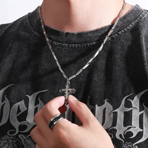Cross Pendant Necklace for Men Women,Streetwear Punk Hip Hop Unisex Necklace - Image 4