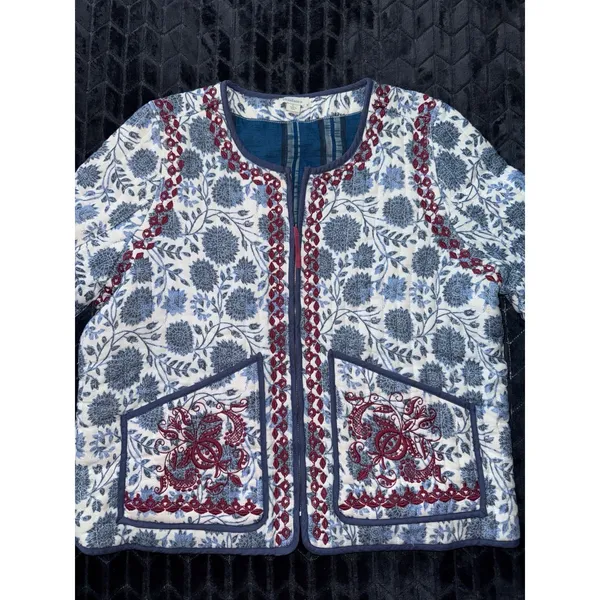 Sundance Women's Catalog Jubileo Utility Jacket Embroidered Quilted Size Large - Image 2