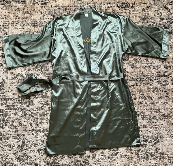 Sage Green Bridesmaid Satin Robe - Image 4