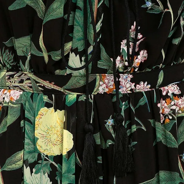 NWT Lulu’s Leaf Your Mark Black Floral Print Maxi Dress size XS - Image 4