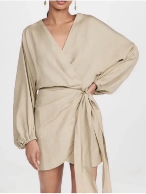 Significant Other Kenna Wrap Mini Dress Size US 2 Tan - Image 2