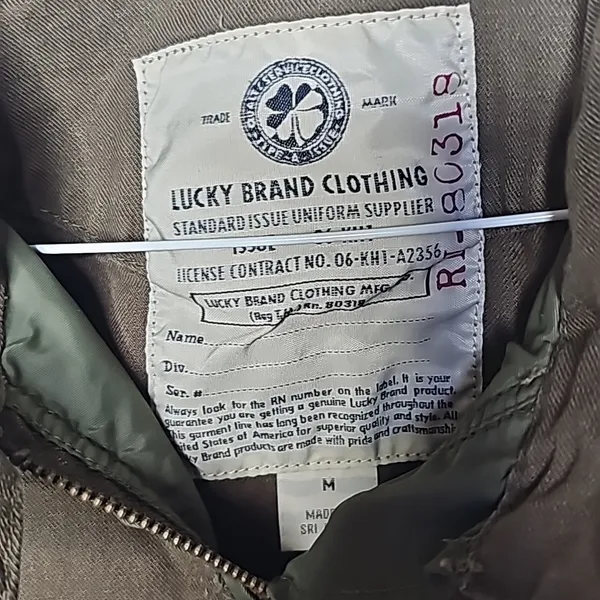 Lucky Brand military style army green zip up warm utility jacket sz Medium - Image 5