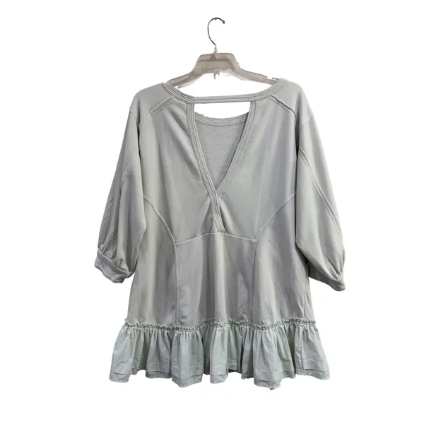 Anthropologie Daily Practice Eldridge Ruffle Hem Mini Sweater Dress Green M - Image 4