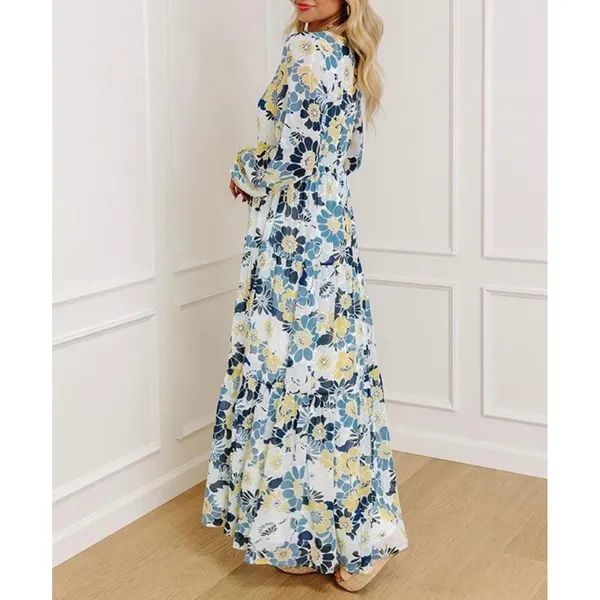 Sugar+Lips Seas The Moment Floral Maxi Dress Small Sky Blue Tiered Boho NWT‎ - Image 10