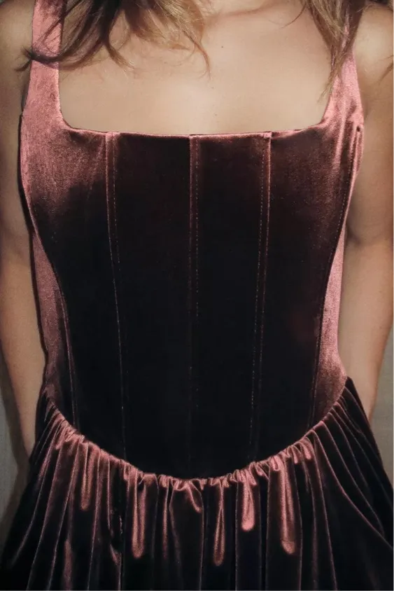 Zara Dress mini corset Velvet in Rich Purple Wedding party coctail - Image 12
