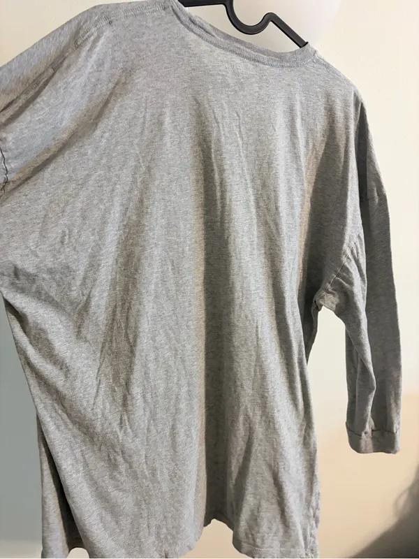 PINK Victoria's Secret Light Gray Long-Sleeve Crew with Rhinestone Triangle - Image 5