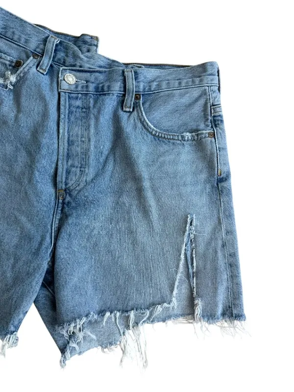 AGOLDE Denim Distressed Asymmetrical Shorts Size 28 - Image 10