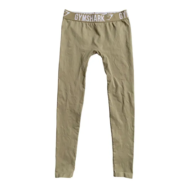 Gymshark Flex Leggings Womens‎ Medium Olive Green Seamless Logo Waistband Pants - Image 6