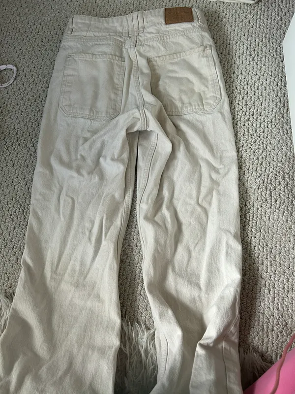 Pull & Bear tan khaki wide leg jeans - Image 2
