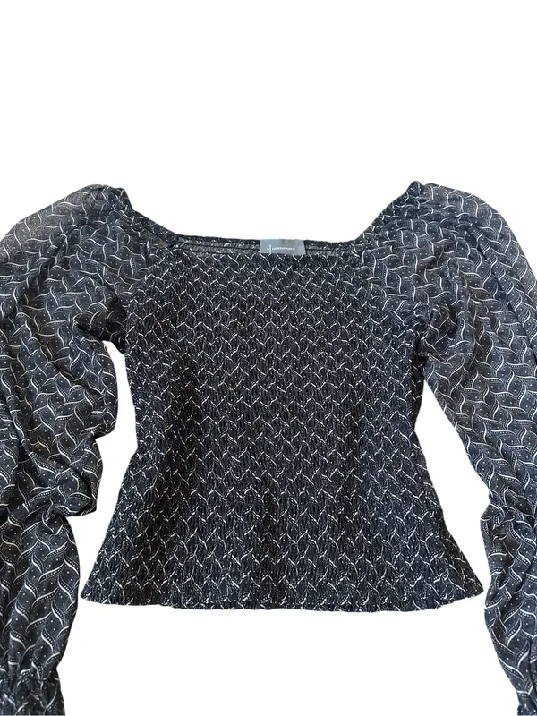 Anthropologie Balloon Sleeve Smocked Blouse Whimsigoth Dark Romantic Cottage - Image 2