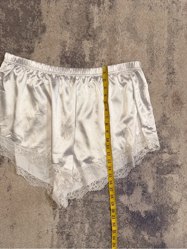 Silky Lace Trim White Cami and Shorts Sleep Set - Image 5