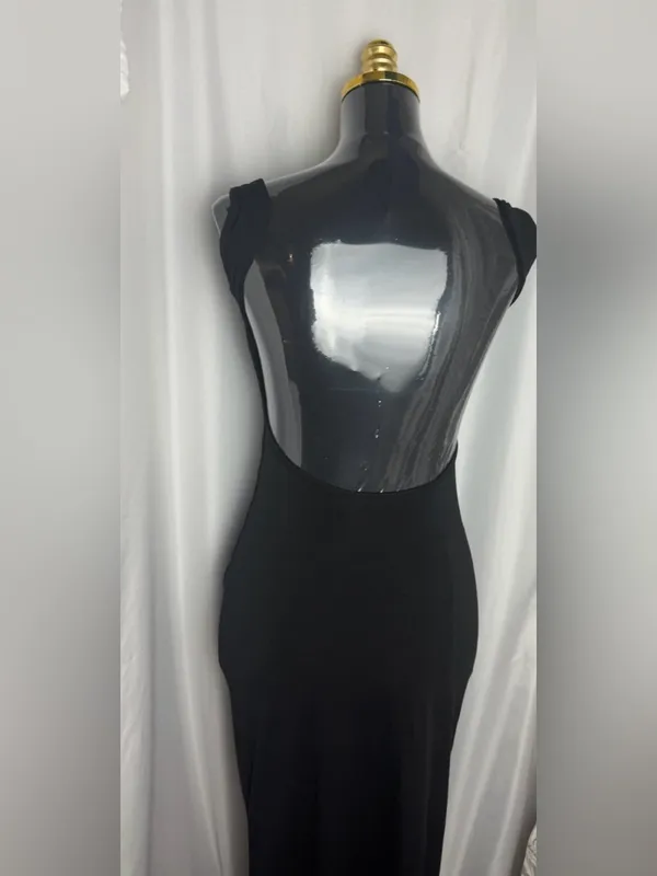 Commence elegant party formal Classic Black Cowl Neck backless Maxi Dress XS NWT - Image 6