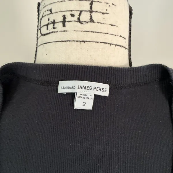 James Perse Standard Ribbed Tank Dress Black Scoop Neck Cotton Midi Size 2 - Image 4