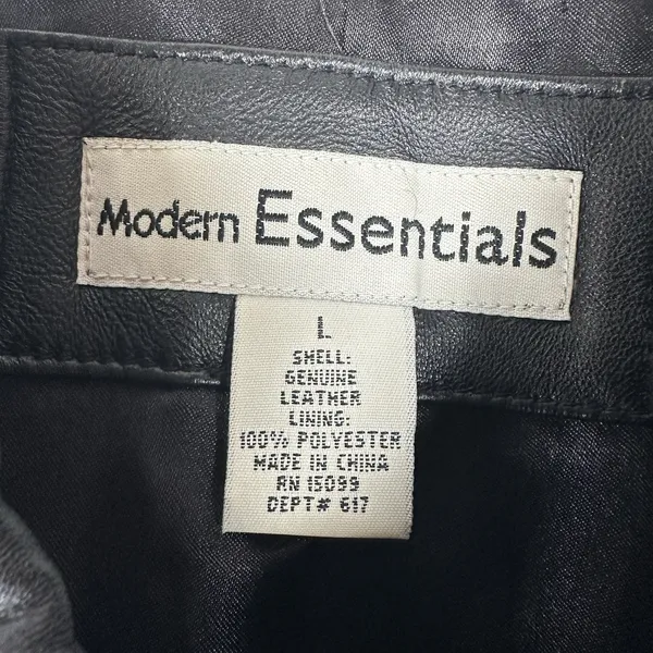 Modern Essentials Black Leather Jacket Womens Large Contrast Stitching 2000s Y2K - Image 4
