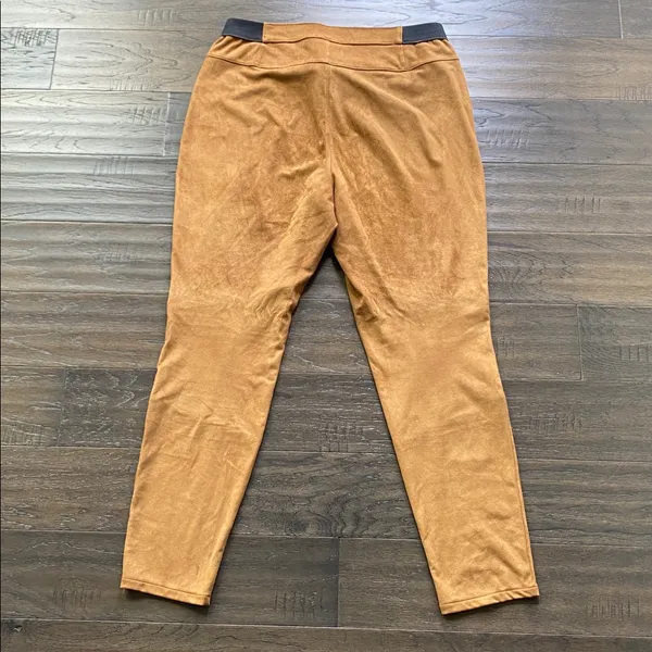 Faux Suede Leggings Womens Sz XL Tan Pull On Fall Essential - Image 4