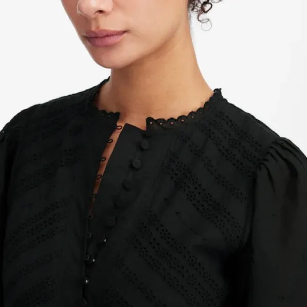 NWT Madewell Black Eyelet Flutter Sleeve Mini Dress in‎ Cotton Size 00 - Image 13