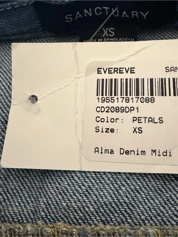 Sanctuary Evereve Alma Denim Midi Dress In Blue XS NWT - Image 9